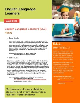 Preview of ELL Background Brochure for Families or Staff