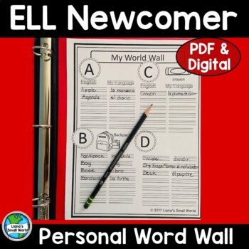 Preview of ELL - EL - ESL Newcomer Personal Word Wall Booklet - PDF & Digital