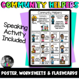 ELL/ESL Community Helpers- Poster, Flashcards & Worksheets