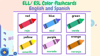 Preview of Bilingual English & Spanish Color Vocabulary Flash Cards  ELL/ ESL/ EAL/ ESOL