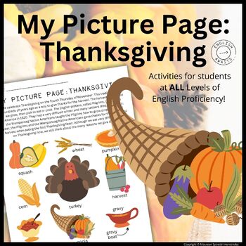 Preview of ELL/ESL/ELD My Picture Page: Thanksgiving Activities