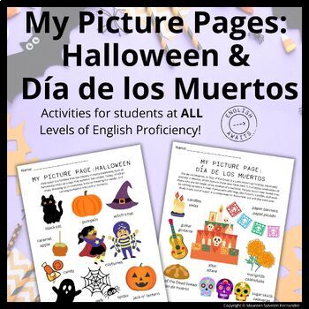 Preview of ELL/ESL/ELD My Picture Pages: Halloween & Día de los Muertos Activities