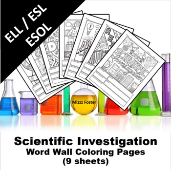 Preview of ELL / ESL / ESOL Scientific Investigation Word Wall Coloring Sheets