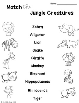 ELL/ESL Jungle Creatures- Flashcards, Worksheets & Activities ELL & ESL ...