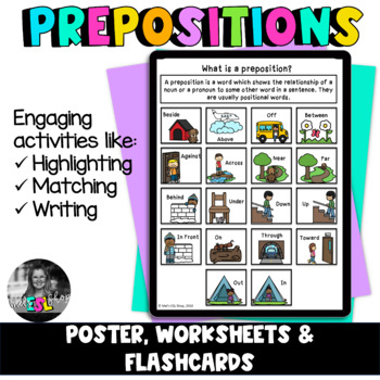 Preview of ELL/ESL Prepositions - Posters, Flashcards, Worksheets ELL & ESL Resources