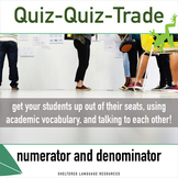 Numerator & Denominator of a Fraction Quiz Quiz Trade Game
