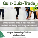 Meaning of Division Whole Numbers Quiz Quiz Trade Game