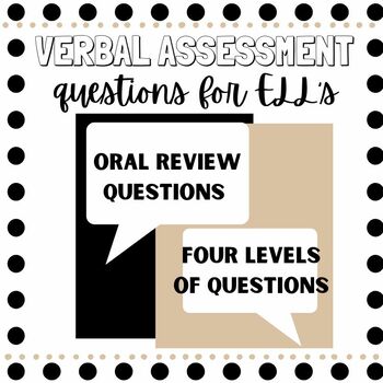 Preview of ELL/ESL Verbal Assessment Questions | Assessment Tool | ELD