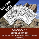 ELL, ESOL, ELA, Earth Science / Geology Word Wall Coloring