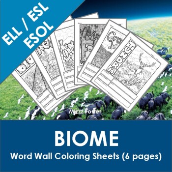 Preview of ELL / ESOL / ESL Biome Word Wall Coloring Sheets (6 pages)