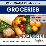 ELL / English | EDITABLE Groceries Word Wall & Vocabulary 