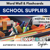 ELL / English | EDITABLE School Supplies Word Wall & Vocab