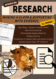 ELL Friendly! - Introduction to Research - Claim&Evidence