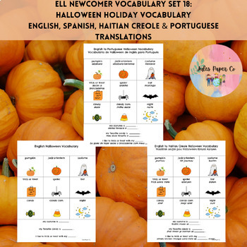 Preview of ELL Halloween Holiday Vocabulary Translated from English into Other Languages
