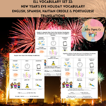 Preview of ELL New Year's Eve Holiday Vocab Translated from English into Other Languages