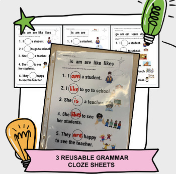 Preview of ELL Newcomer/SLIFE. SAMPLE Reusable CLOZE Activities with VERBS