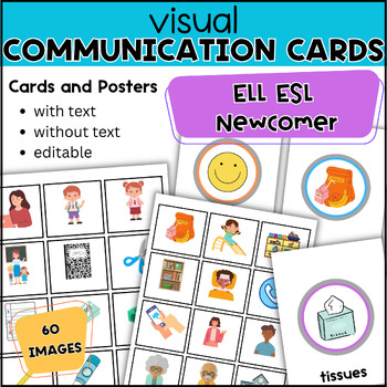 Preview of ELL Newcomer Survival Words, ESL Visual Communication Cards, ESL Picture Cards