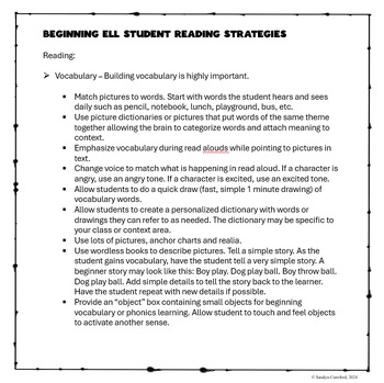 ELL strategies for the REGULAR education teacher by Stepping Stones