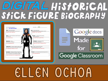 Preview of ELLEN OCHOA Digital Historical Stick Figure Biographies  (MINI BIO)