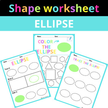Preview of ELLIPSE, Colorful shape worksheets homework ,Find color draw trace the shape