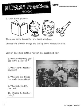 4th & 5th Grade ELPA 21 Speaking Test Prep Practice