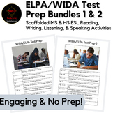ELPA/WIDA Test Prep 1 & 2 Bundle Independent Work ESL Grad