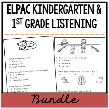 Preview of ELPAC Listening Test Practice Questions Bundle for Kindergarten and 1st grade