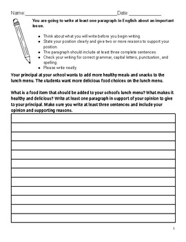 ELPAC Gr 3-5: Writing Task type: Justify an Opinion (printable) | TPT