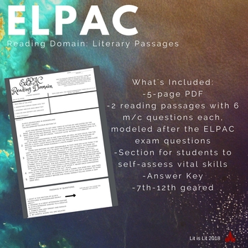 Preview of ELPAC Reading Domain: Literary Passages