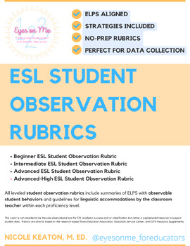 Preview of ELS Student Observation Forms (ELPS Aligned)