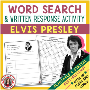 Preview of Middle School Music Sub Plans - Word Search & Music Research Projects