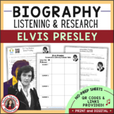 Musician Worksheets - ELVIS PRESLEY Biography Research and