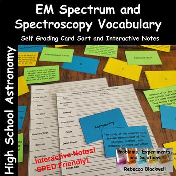Preview of EM Spectrum and Spectroscopy Astronomy Self Grading Vocabulary Card Sort