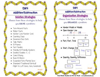 Preview of Everyday Math 4: Addition & Subtraction Strategy Card
