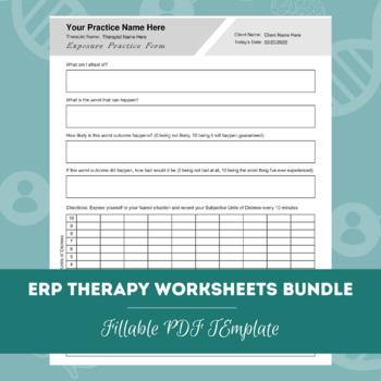 Preview of ERP Therapy Worksheets Bundle | Editable / Fillable / Printable PDF