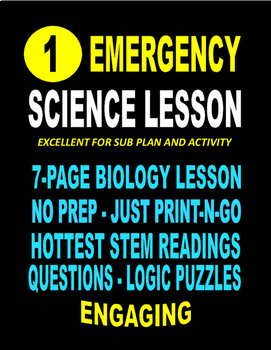 Preview of EMERGENCY SCIENCE SUB LESSON #1