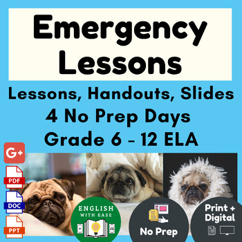 Preview of Emergency Sub Lesson Plans for Substitute English Teacher | Printable & Digital