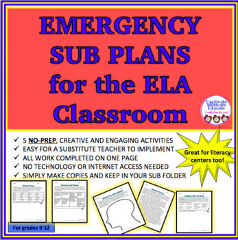Preview of EMERGENCY SUB PLANS FOR THE ELA CLASSROOM