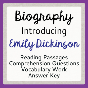 Preview of EMILY DICKINSON Biography Informational Texts, Activities PRINT and EASEL