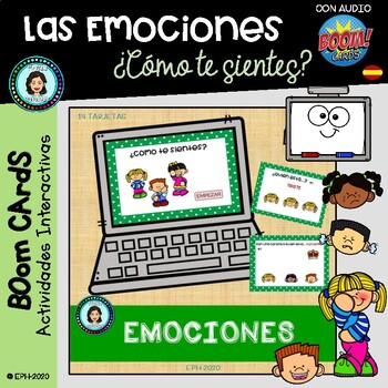 Preview of EMOCIONES y SENTIMIENTOS - Boom Cards Distance Learning (Spnish)- EMOTIONS