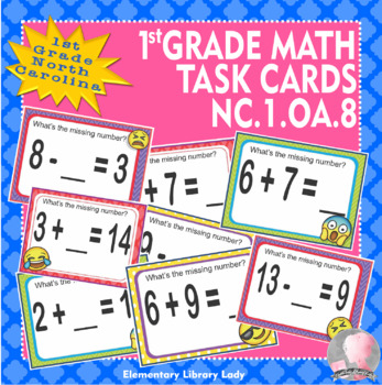 North Carolina Math NC.1.OA.8 1st Grade Task Cards Missing