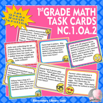 North Carolina Math NC.1.OA.2 1st Grade Task Cards Word Problems