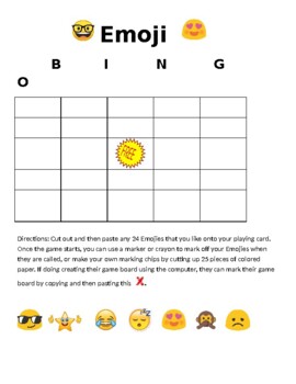 Preview of Teletherapy or in-person game: EMOJI BINGO!!! Game cards and Leader Cards