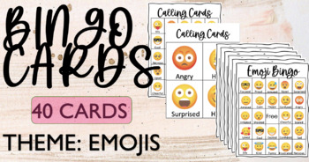 Preview of Bingo Cards - Emoji Themed - 40 Cards & Calling Cards With Images - SEL Learning