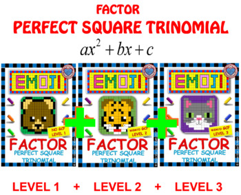 Preview of EMOJI - BUNDLE Factor Perfect Square Trinomial - 3 Levels (3 EMOJIS)