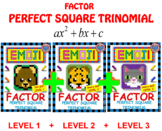 EMOJI - BUNDLE Factor Perfect Square Trinomial - 3 Levels 