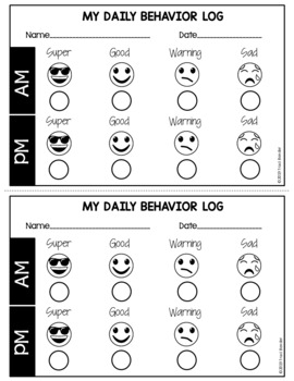 EMOJI Behavior Clip Chart {With Daily & Weekly Behavior Logs} | TpT