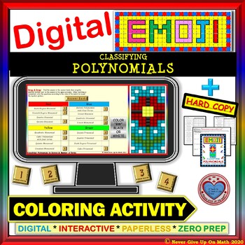 Preview of EMOJI - Classifying Polynomials (Google & Hard Copy) Distance Learning