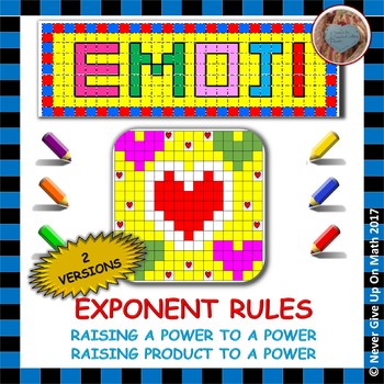 Preview of EMOJI - Exponent Rules - Raising Power to Power or Product to Power (2 Versions)