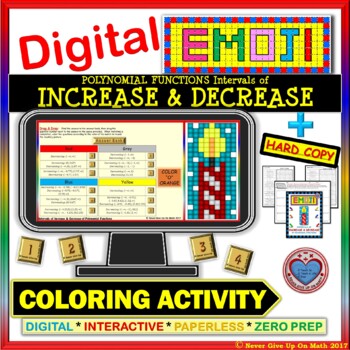 Preview of EMOJI - Intervals of Increase & Decrease of Polynomial Fxns (Google & Hard Copy)